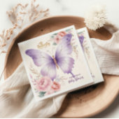Pink Lila Floral Butterfly Girl Babydusche Serviette
