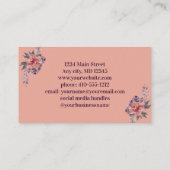 Pink Lila Floral Feminée Business Card Visitenkarte (Rückseite)