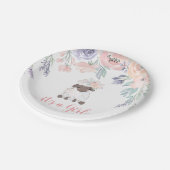 Pink Lila Floral Lamb Girl Dusche Pappteller (Schrägansicht)