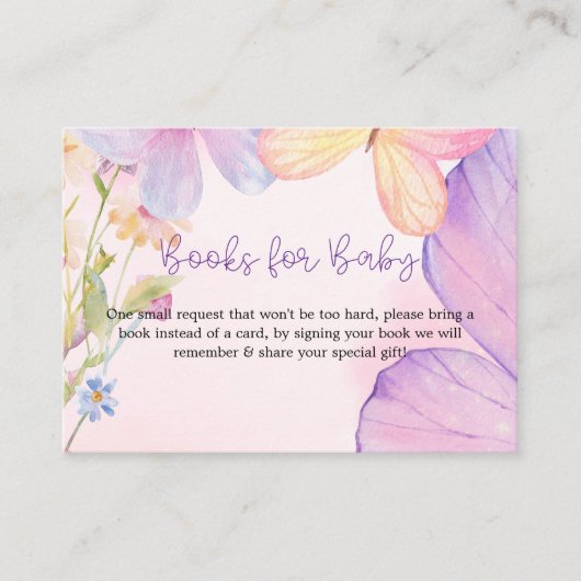 Pink Lila Floral Oh Baby Butterfly Babydusche Begleitkarte (Vorderseite)