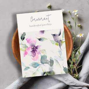 Pink Lila Floral Script Kapselhalter Visitenkarte