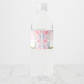 Pink Lila Floral Swan Princess Baby Dusche Gefalle Wasserflaschenetikett (Rückseite)