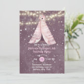 Pink Lila Floral T-Shirt Pee Girl Birthday Party I Einladung (Stehend Vorderseite)