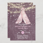 Pink Lila Floral T-Shirt Pee Girl Birthday Party I Einladung (Vorne/Hinten)