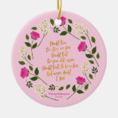 Pink Lila Floral William Shakespeare Keramik Ornament (Vorne)