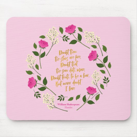Pink Lila Floral William Shakespeare Mousepad (Vorne)