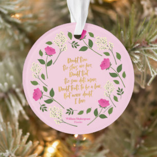 Pink Lila Floral William Shakespeare Ornament