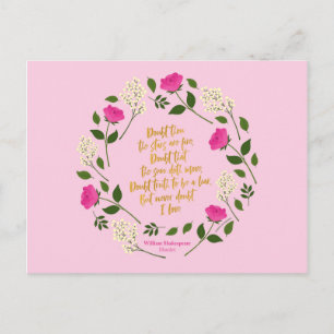Pink Lila Floral William Shakespeare Postkarte