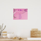 Pink Lila florale Teen Girl Name Poster Dekoration (Küche)
