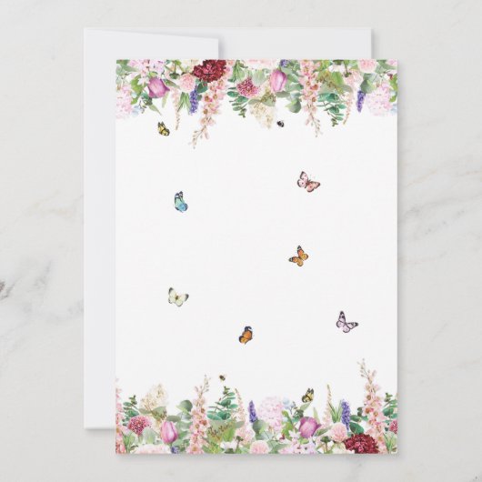 Pink Lila Florals & Butterfys Quinceañera Einladung (Rückseite)