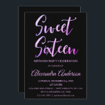 Pink Lila Foil Sweet 16 16 Geburtstag Einladung<br><div class="desc">Rosa und Lila Ombre Foil Sweet 16 16 Geburtstagsparty Einladung. Das Modern Foil and Black Sweet 16 Birthday Party Invitation ist perfekt für eine moderne 16 . Geburtstag Birthday Party.</div>