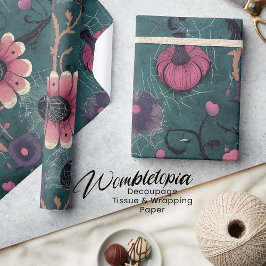 Pink & Lila Fun Halloween Pumpkin & Blume Geschenkpapier