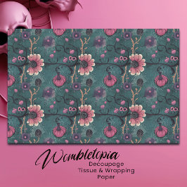 Pink & Lila Fun Halloween Pumpkin & Blume Seidenpapier