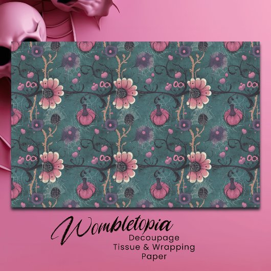 Pink & Lila Fun Halloween Pumpkin & Blume Seidenpapier