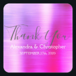 Pink Lila Gastgeschenk Hochzeit Vielen Dank Quadratischer Aufkleber<br><div class="desc">Rosa und Lila Ombre Wedding Siegel Gefallen Vielen Dank Sticker. Dieser Aufkleber kann auf Ihren Namen und Ihr Hochzeitsdatum angepasst werden und zum Siegel Ihrer Hochzeitseinladungen oder Liebestaschen verwendet werden. Bitte kontaktieren Sie den Designer,  wenn Sie passende Artikel wünschen.</div>