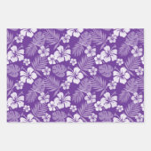 PINK LILA GELBEN TROPISCHEN HIBISKUS BLUME GESCHENKPAPIER SET (Vorderseite)