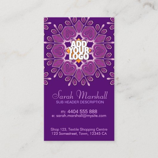 Pink+Lila Geometrische Blume-Visitenkarte Visitenkarte (Vorderseite)