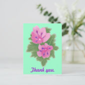Pink Lila Geranium Danke Postkarten (Stehend Vorderseite)
