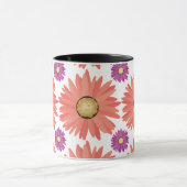 Pink Lila Gerber Daisy Blume Blumenmuster Tasse (Zentrum)