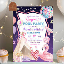 Pink Lila Girl Sleepover Pool Party Geburtstag