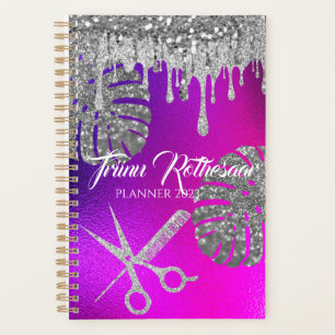 Pink Lila Glam Glitzer Friseur Salon Planner Planer