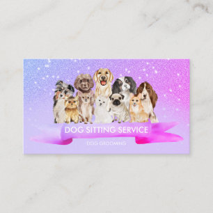 Pink Lila Glitz Petsitter Dog Groomer Visitenkarte