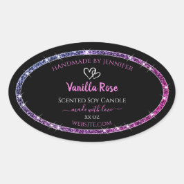 Pink, Lila Glitzer, Produktverpackungen Etiketten  Ovaler Aufkleber