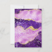 Pink Lila Gold Agate Pattern Hochzeit RSVP Karte (Rückseite)