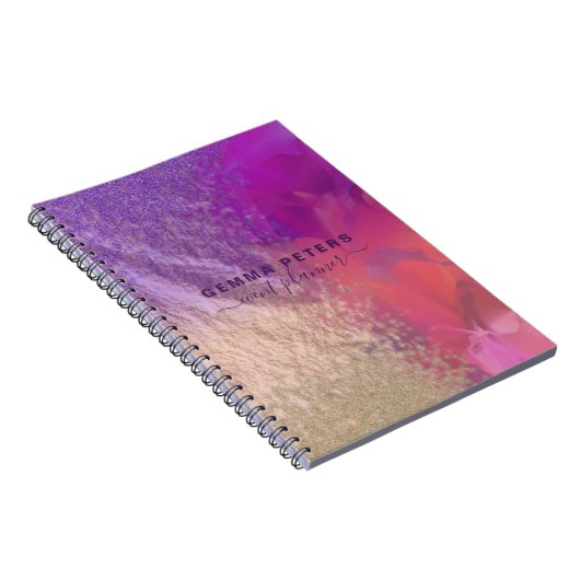 Pink Lila Gold Foil Glitzer Kalligrafie Script Notizblock (Rechte Seite)