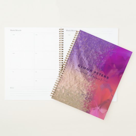 Pink Lila Gold Foil Glitzer Kalligrafie Script Planer (Anzeige)