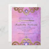 Pink Lila Gold Gitter Jeweled Tiara Quinceañera Postkarte (Vorne/Hinten)