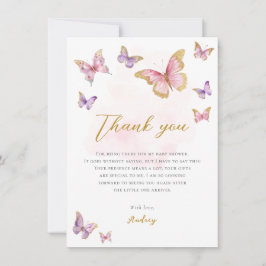 Pink Lila Gold Kleine Butterfly Girl Babydusche Dankeskarte