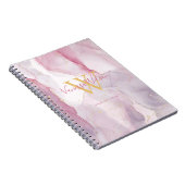 Pink Lila Gold Vene Watercolor Monogram Script Notizblock (Rechte Seite)