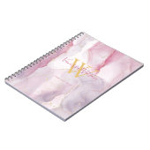Pink Lila Gold Vene Watercolor Monogram Script Notizblock (Linke Seite)