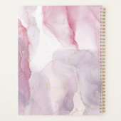 Pink Lila Gold Watercolor Monogram Script Planer (Rückseite)