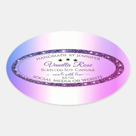 Pink Lila Gradient Glitzer Spark Produktkennzeichn Ovaler Aufkleber