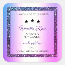 Pink Lila Gradient Glitzer Spark Produktkennzeichn Quadratischer Aufkleber