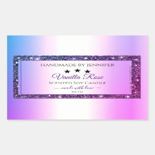 Pink Lila Gradient Glitzer Spark Produktkennzeichn Rechteckiger Aufkleber