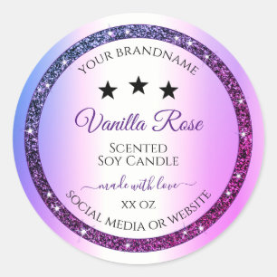 Pink Lila Gradient Glitzer Spark Produktkennzeichn Runder Aufkleber