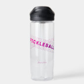 Pink Lila Gradient Pickleball Typografie Name Trinkflasche (Rückseite)