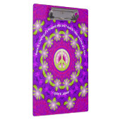 Pink Lila Green Glow Peace Energy Mandala Klemmbrett (Rechts)