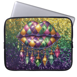 PINK LILA GREEN LUSH MARDI GRAS LIPS LAPTOPSCHUTZHÜLLE