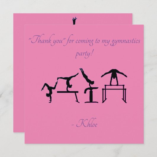 Pink & Lila Gymnastik Danke Karte (Vorne/Hinten)