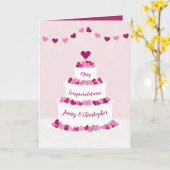 Pink & lila Hochzeitstorte Gratulationen Karte (Gelbe Blume)