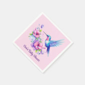 Pink & Lila Hummingbird Floral Girl Babydusche Serviette (Ecke)