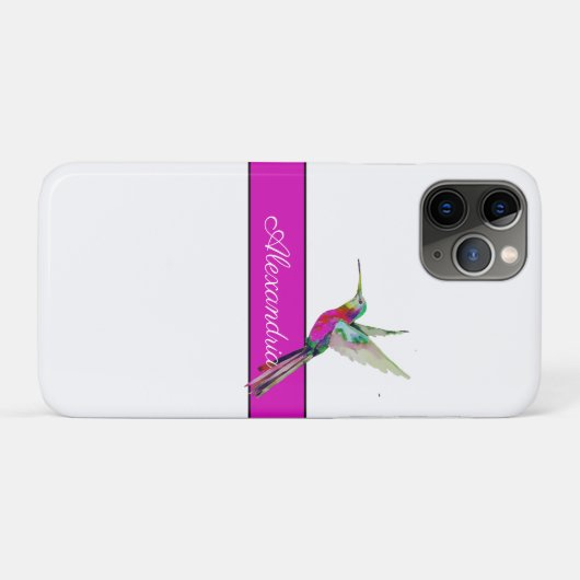 Pink Lila Hummingbird Monogramm Name Case-Mate iPhone Hülle (Rückseite (Horizontal))