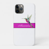 Pink Lila Hummingbird Monogramm Name