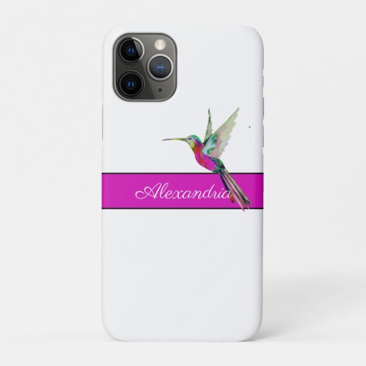 Pink Lila Hummingbird Monogramm Name Case-Mate iPhone Hülle (Rückseite)