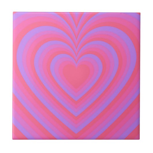 Pink Lila Hypnotic Herz Liebe Muster Fliese (Vorderseite)