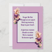 Pink Lila Iris Memory Foto Gedächtniskarte Einladung (Rückseite)